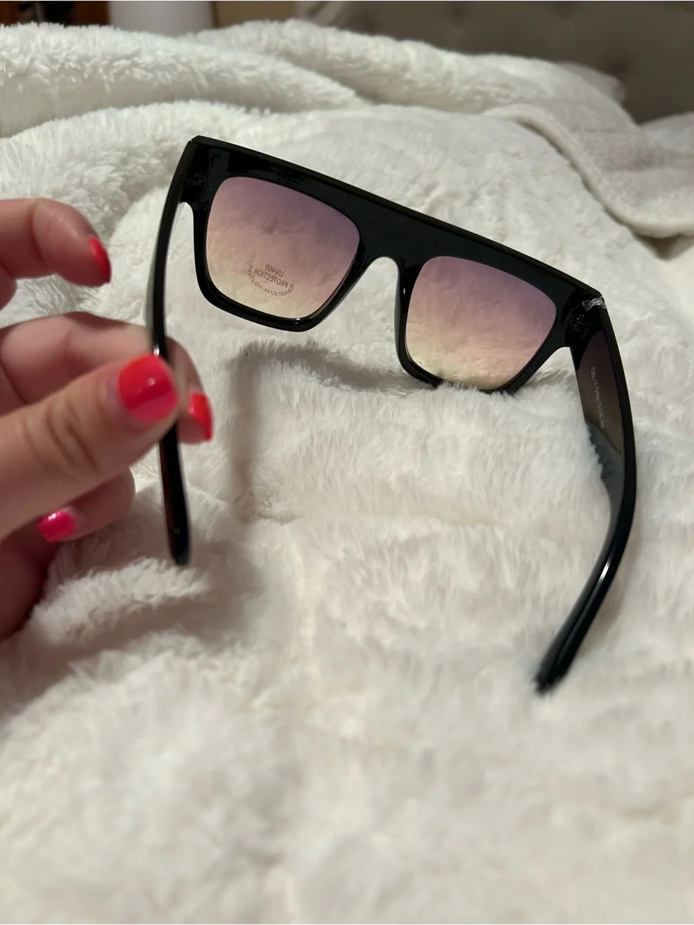 Fashion Nova Black Frame Sunglasses with Pink Gradient Lenses